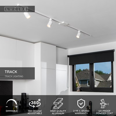 Lucide TRACK NIGEL Track spot - 1-circuit Track lighting system - 1xGU10 - White (Extension)
